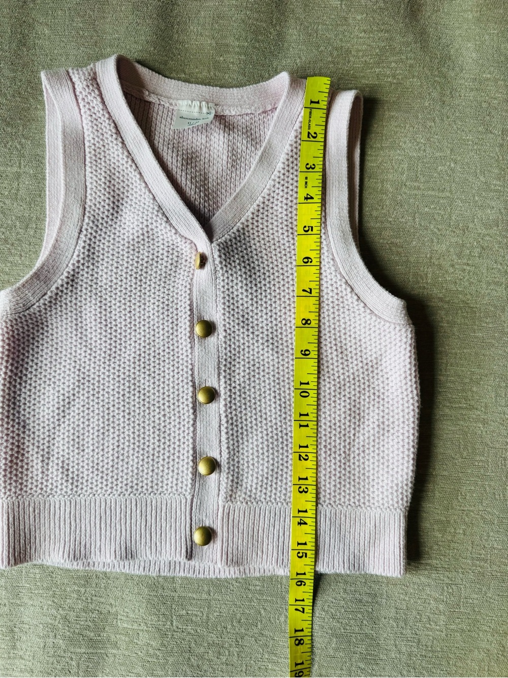 Abercrombie Kids Girls Pink Knit Sweater Vest Gold Buttons Size 11/12 - Picture 7 of 7